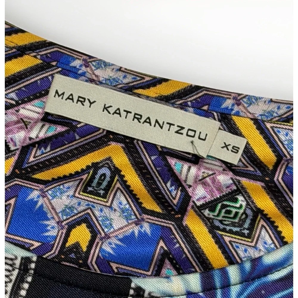 Mary Katrantzou 100% Silk Bold Print Abstract Kaleidoscope Long‎ Sleeve Dress XS